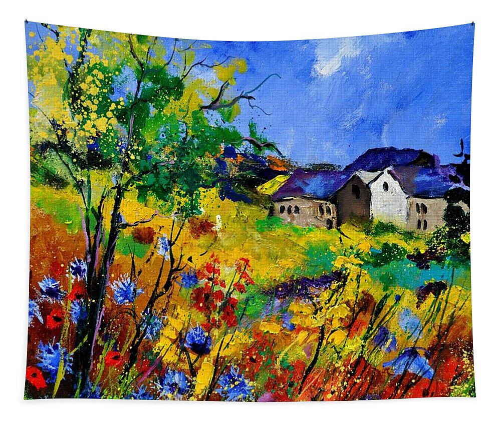 Landscape Tapestry featuring the painting Summer 673180 by Pol Ledent