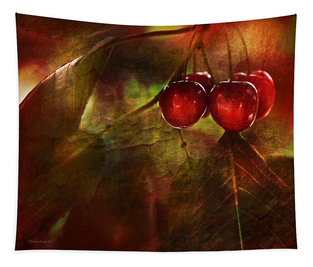 Kitchen Tapestry featuring the photograph Summer Cherries 2 by Theresa Tahara