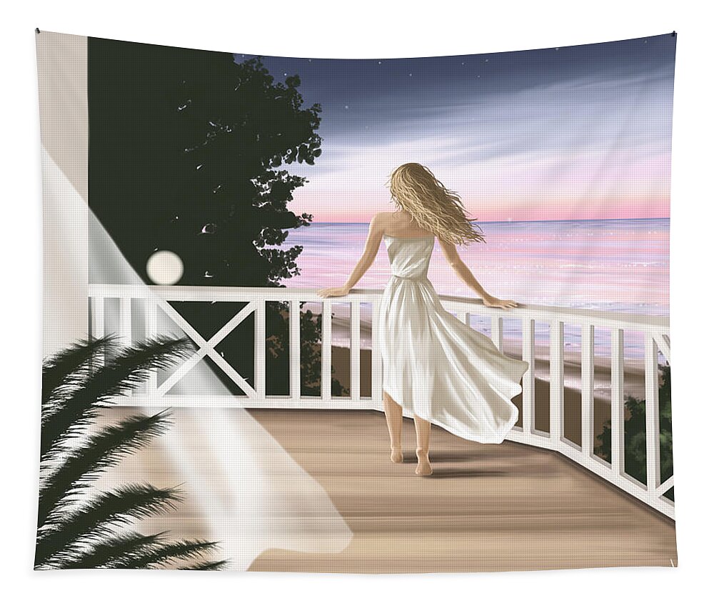 Ipad Tapestry featuring the painting Summer evening by Veronica Minozzi