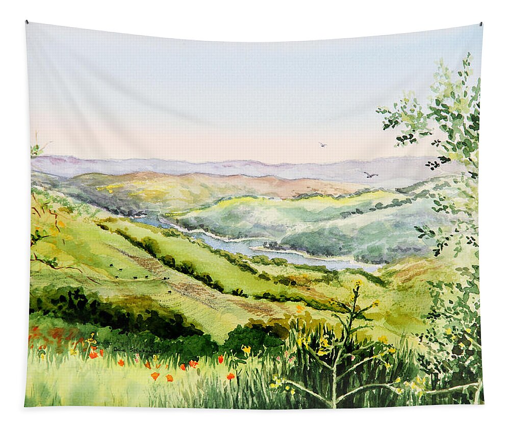 Inspiration Tapestry featuring the painting Summer Landscape Inspiration Point Orinda California by Irina Sztukowski
