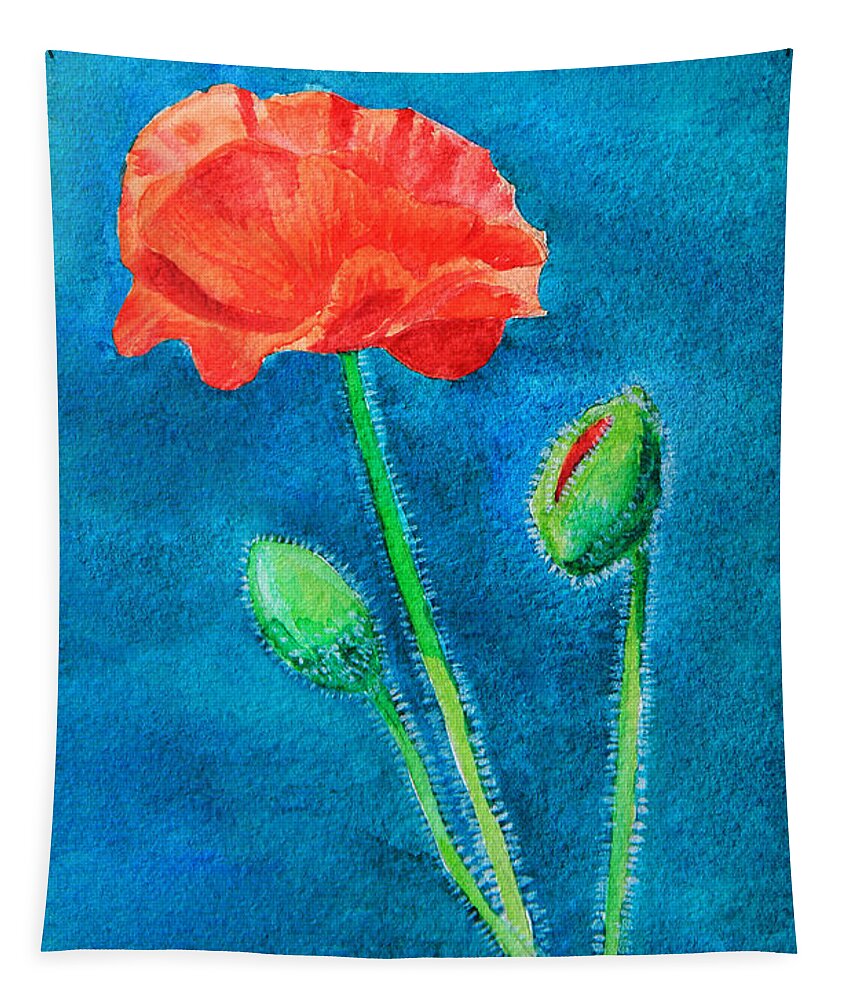 Flower Tapestry featuring the painting Summer Poppy by Masha Batkova