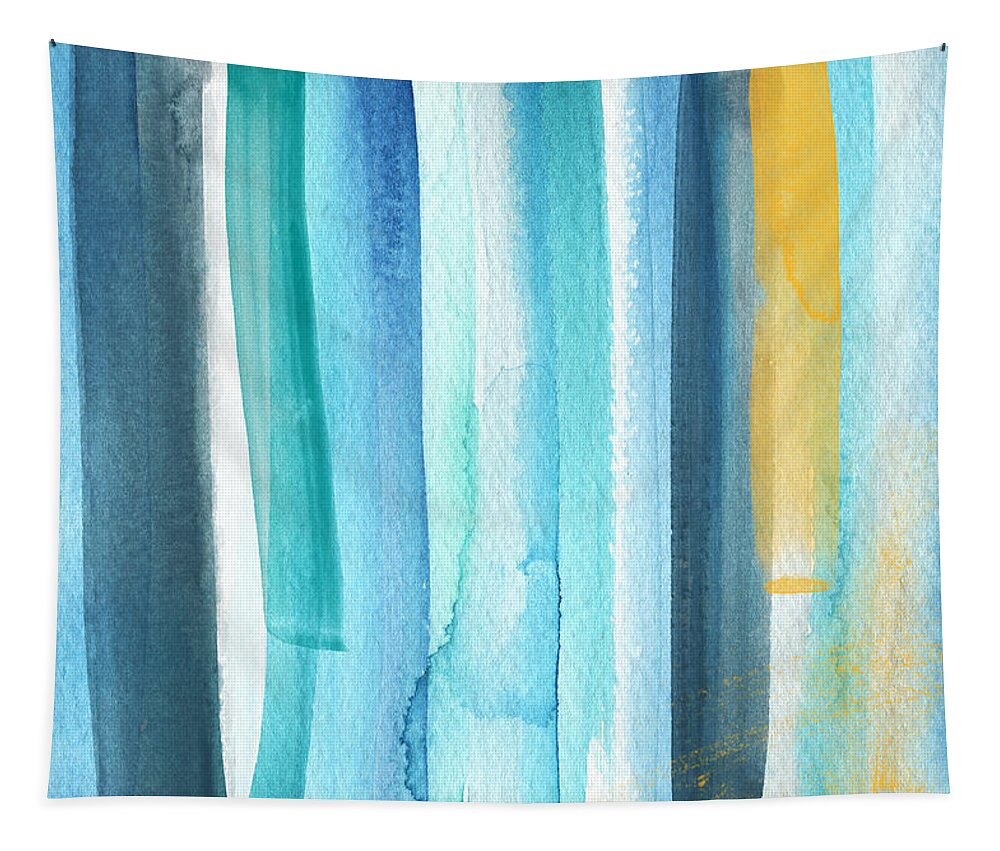 Water Tapestry featuring the painting Summer Surf- Abstract Painting by Linda Woods