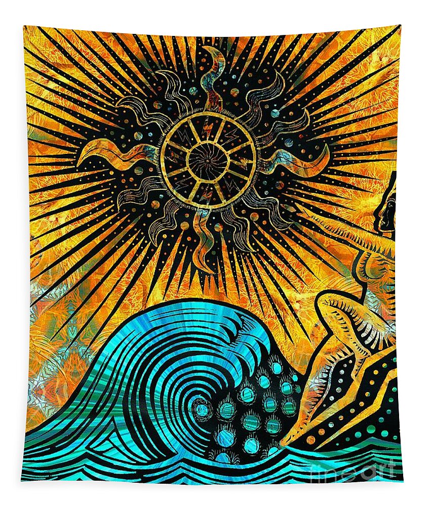 Goddess Painting Tapestry featuring the drawing Big Sur Sun Goddess by Joseph J Stevens