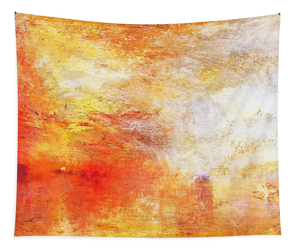Joseph Mallord William Turner Tapestry featuring the painting Sun Setting Over A Lake by William Turner