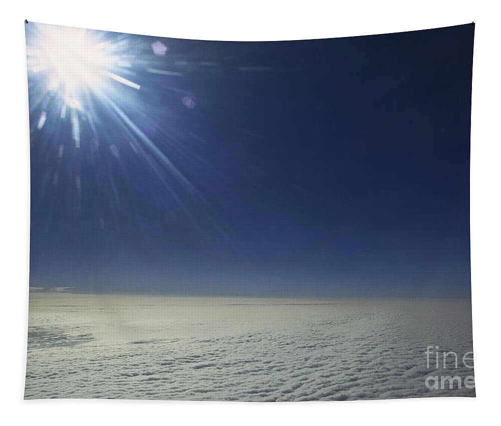 Science Tapestry featuring the photograph Sun With Cumulus And Stratus Clouds by Van D. Bucher