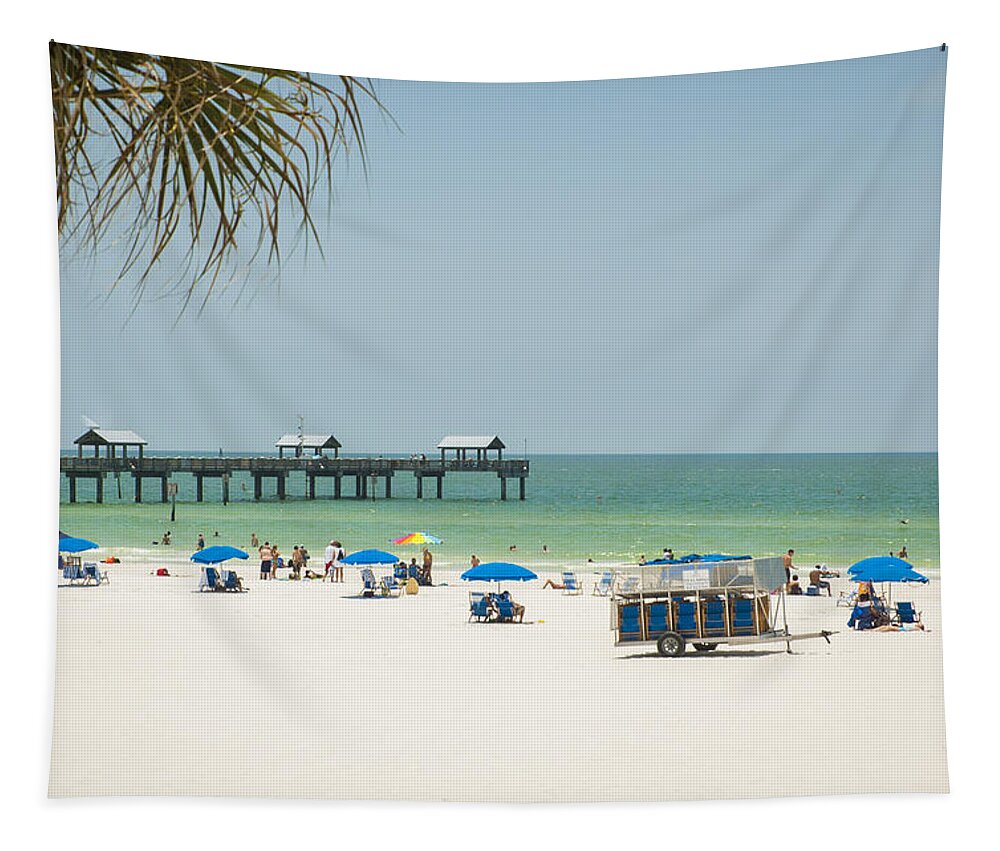 Clearwater Beach Tapestry featuring the photograph Sunbathing At Clearwater Beach by Carolyn Marshall