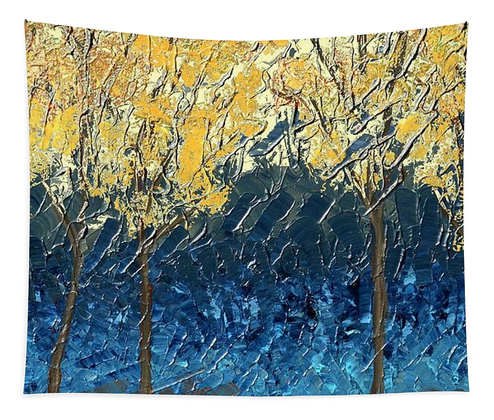 Sundrenched Tapestry featuring the painting Sundrenched Trees by Linda Bailey