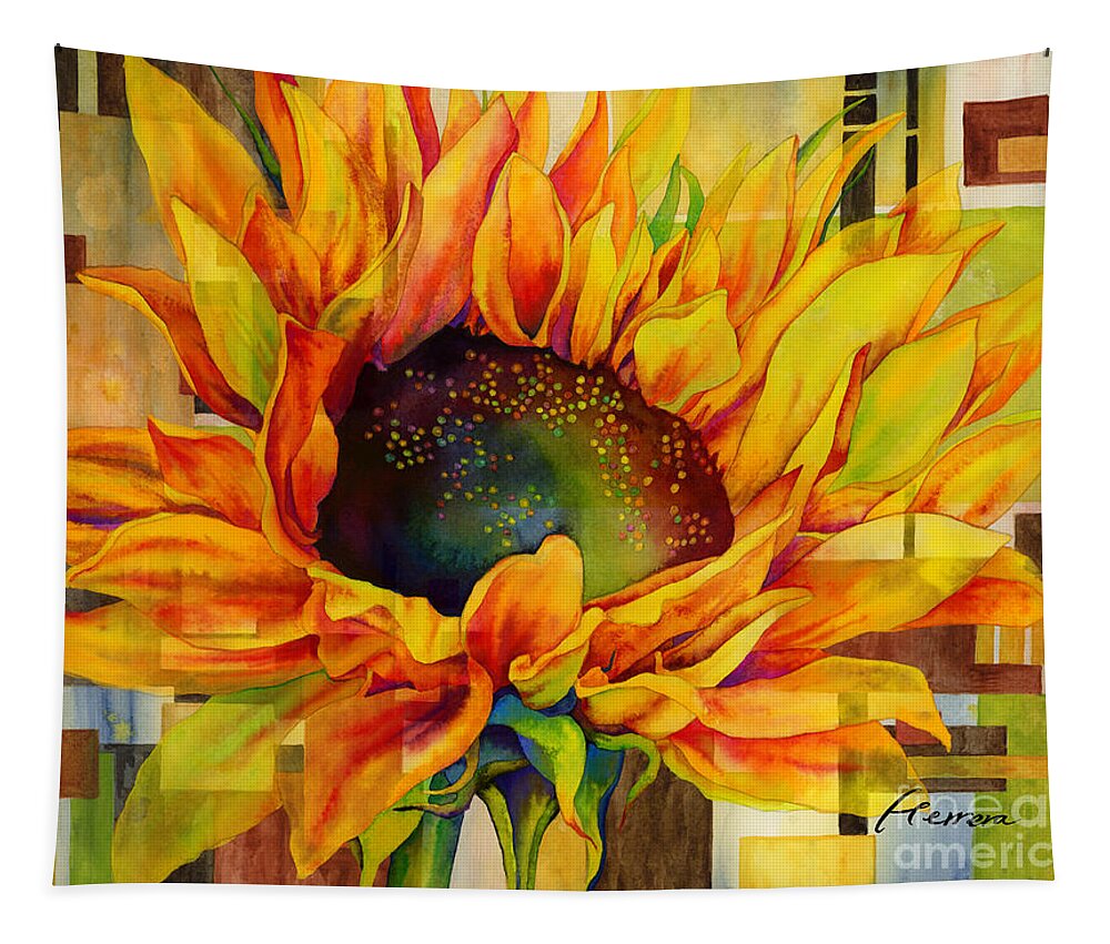 Sunflower Tapestry featuring the painting Sunflower Canopy by Hailey E Herrera