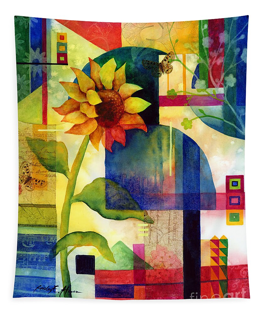 Sunflower Tapestry featuring the painting Sunflower Collage by Hailey E Herrera