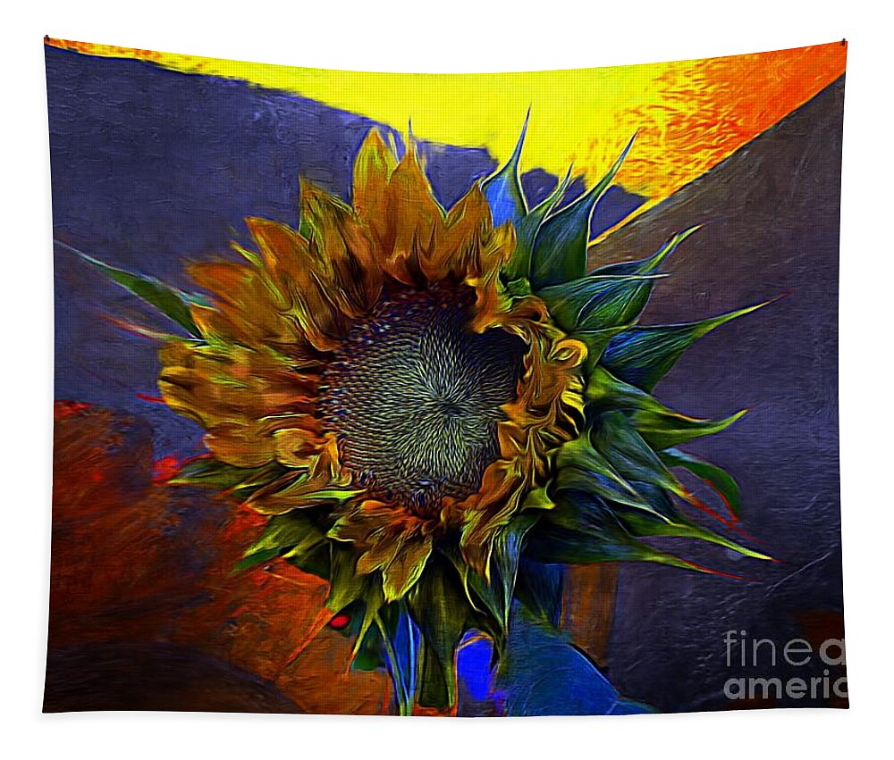 John+kolenberg Tapestry featuring the photograph Sunflower Splat by John Kolenberg