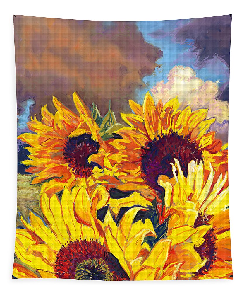 Sunflowers Tapestry featuring the pastel Sunflowers by David Randall