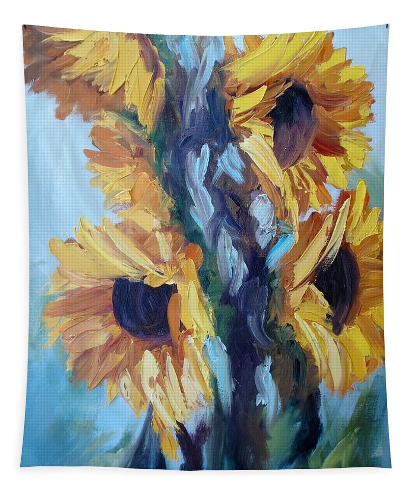 Sunflowers Tapestry featuring the painting Sunflowers II by Donna Tuten