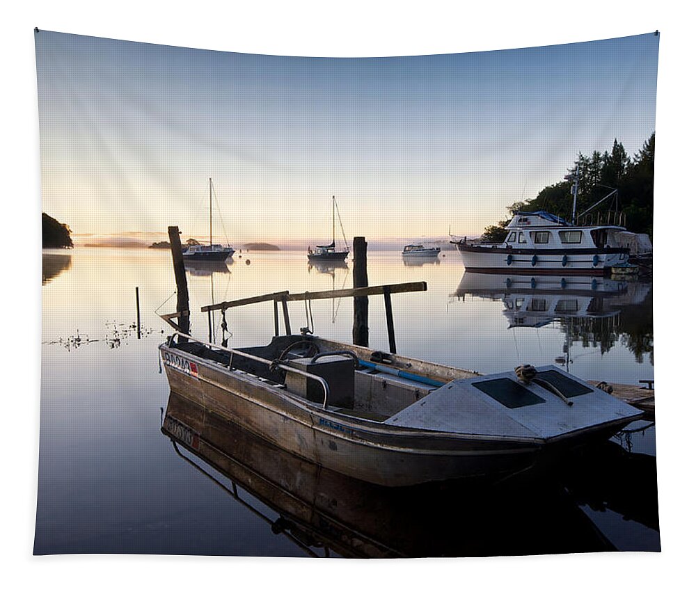 Landscape Tapestry featuring the photograph Sunrise at Loch Lomond by Stephen Taylor