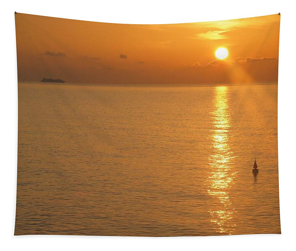 Sunrise Tapestry featuring the photograph Sunrise at Sea by Photographic Arts And Design Studio