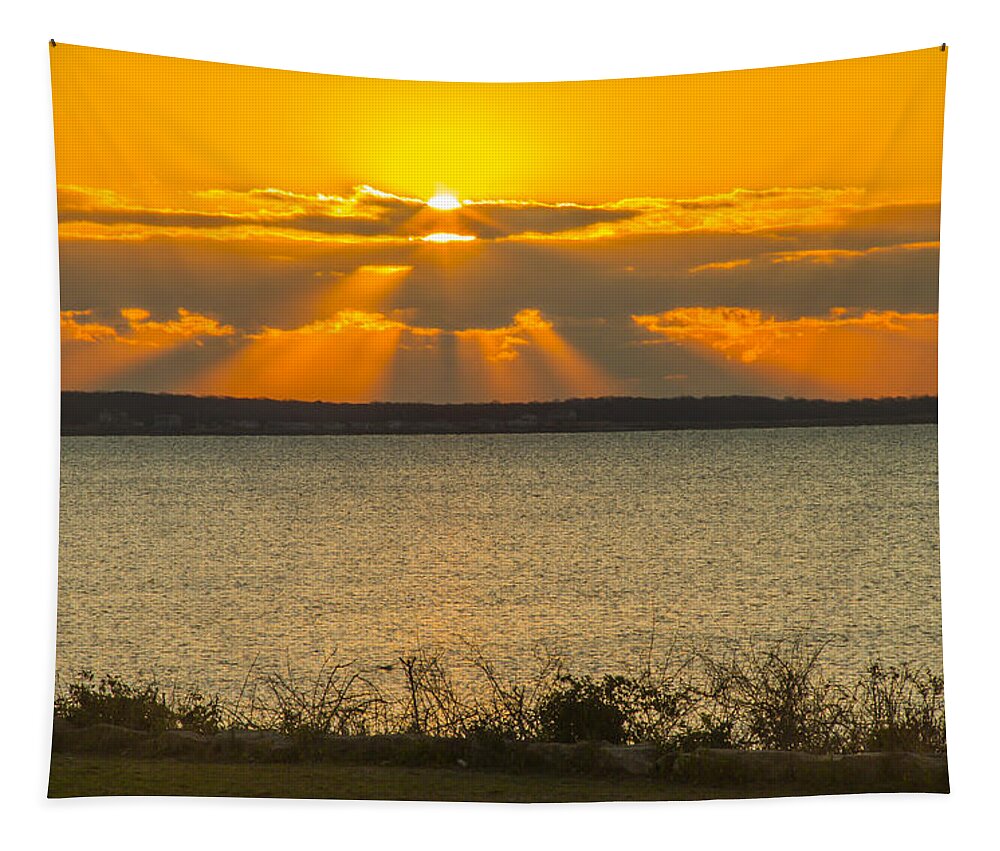 Sunrise Tapestry featuring the photograph Here comes the Sun by Nautical Chartworks