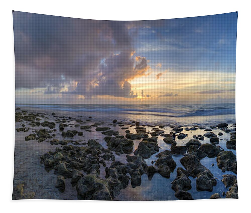 Clouds Tapestry featuring the photograph Sunrise Panorama by Debra and Dave Vanderlaan