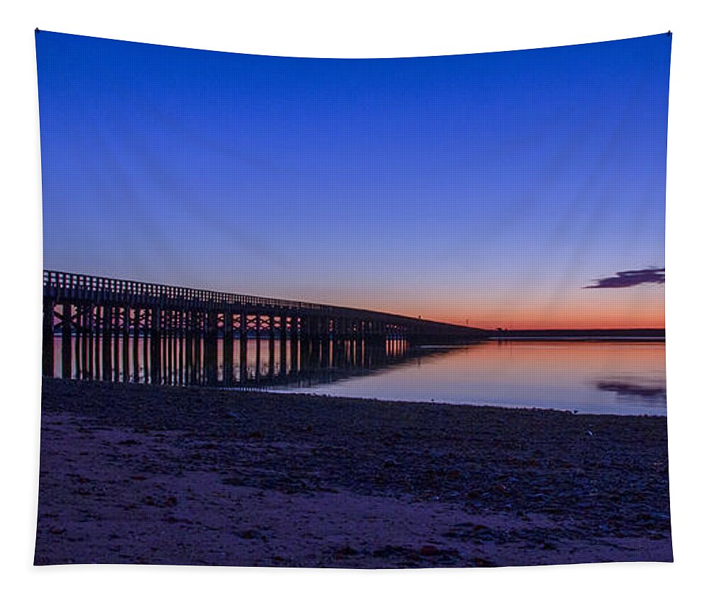 Beach Tapestry featuring the photograph Sunrise Pier by Donna Doherty