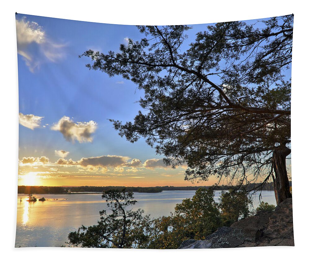 Sunset Tapestry featuring the photograph Sunset at Cadron Settlement Park - Conway - Arkansas by Jason Politte