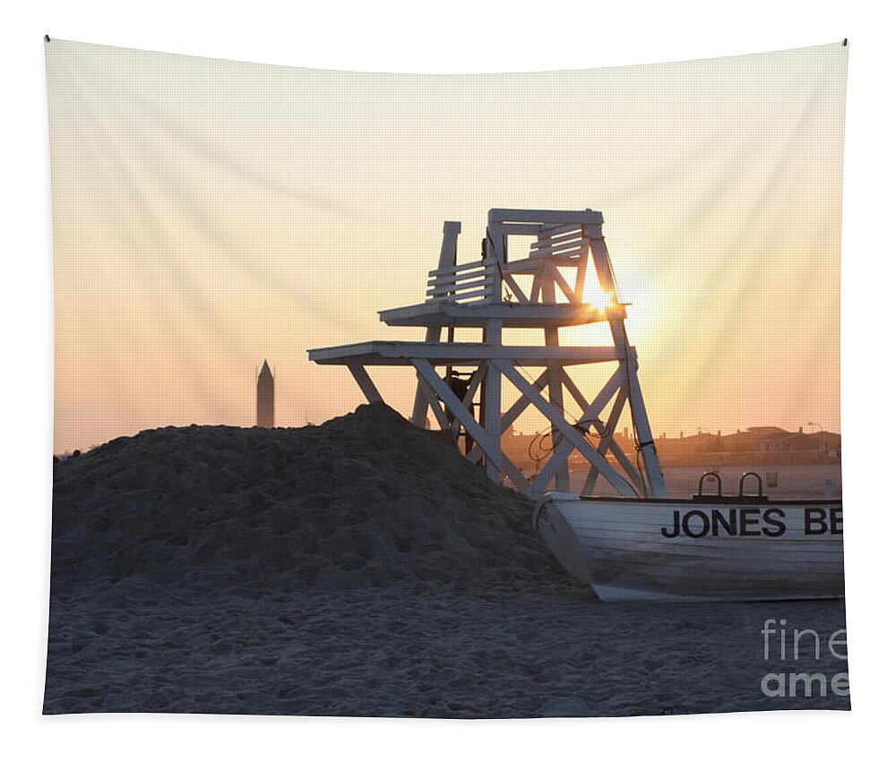 Sunset At Jones Beach Tapestry featuring the photograph Sunset at Jones Beach by John Telfer