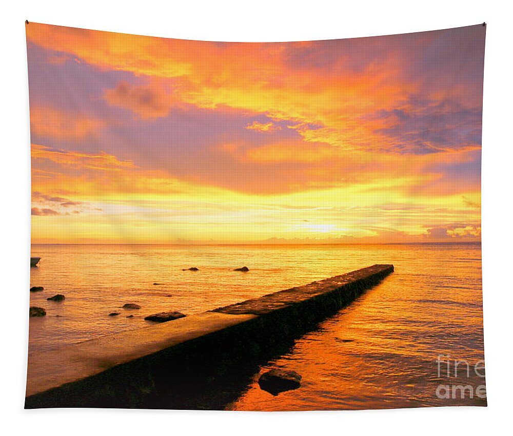 Sunset Tapestry featuring the photograph Sunset at Mauritius by Amanda Mohler