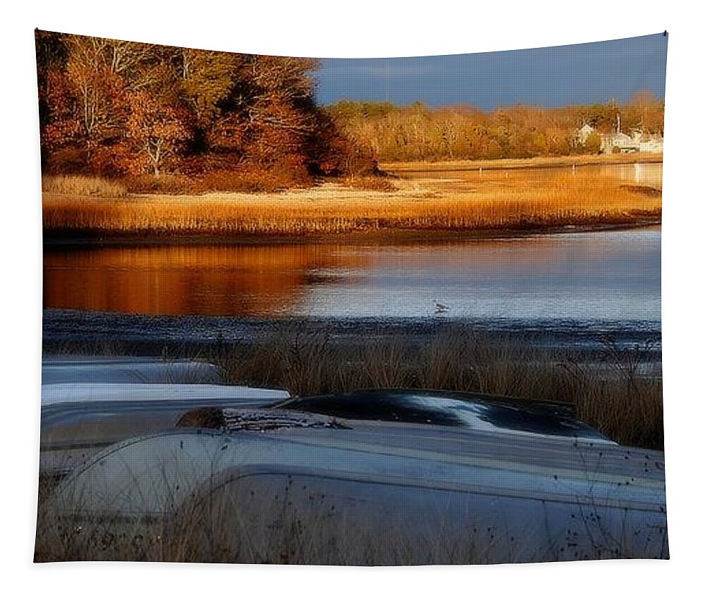  Tidal Flats Tapestry featuring the photograph Sunset at Tidal flats by Marysue Ryan