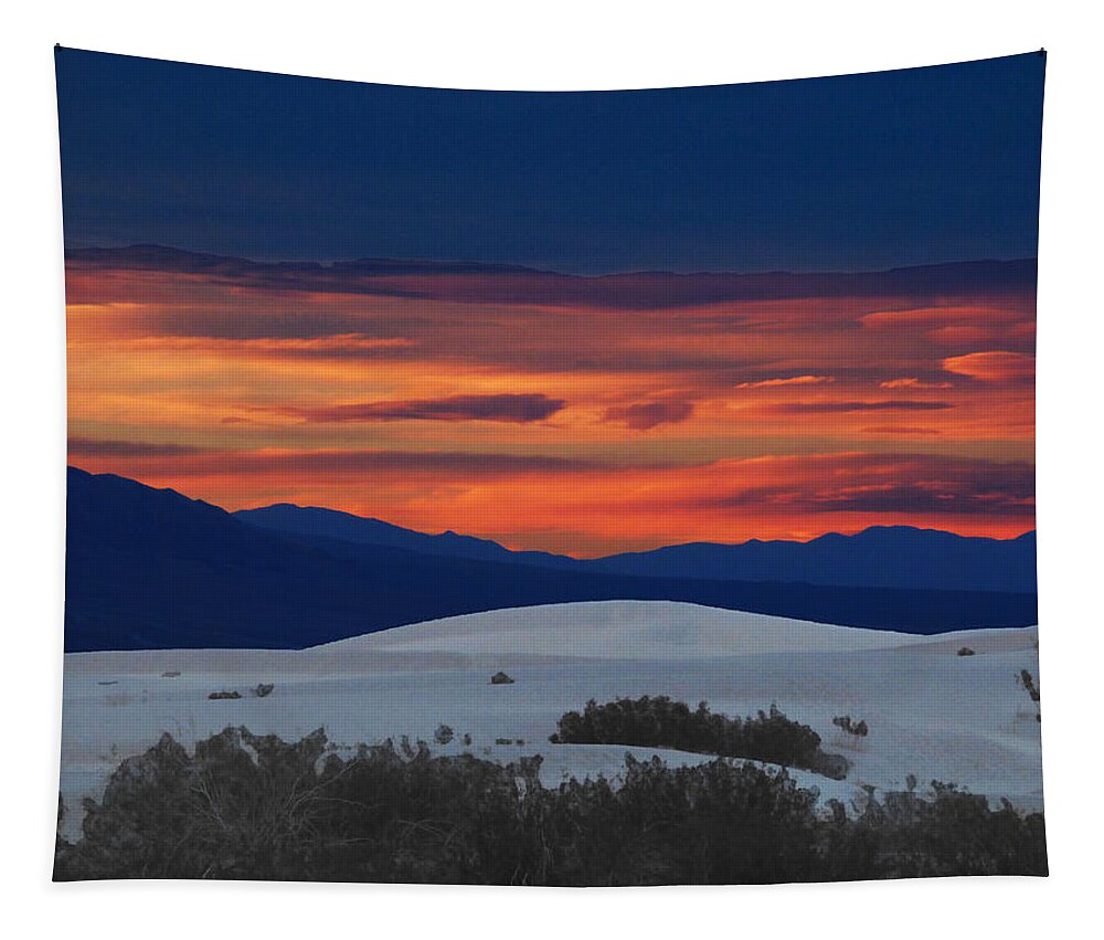 Sand Tapestry featuring the photograph Sunset at sand Dunes by Marcia Socolik