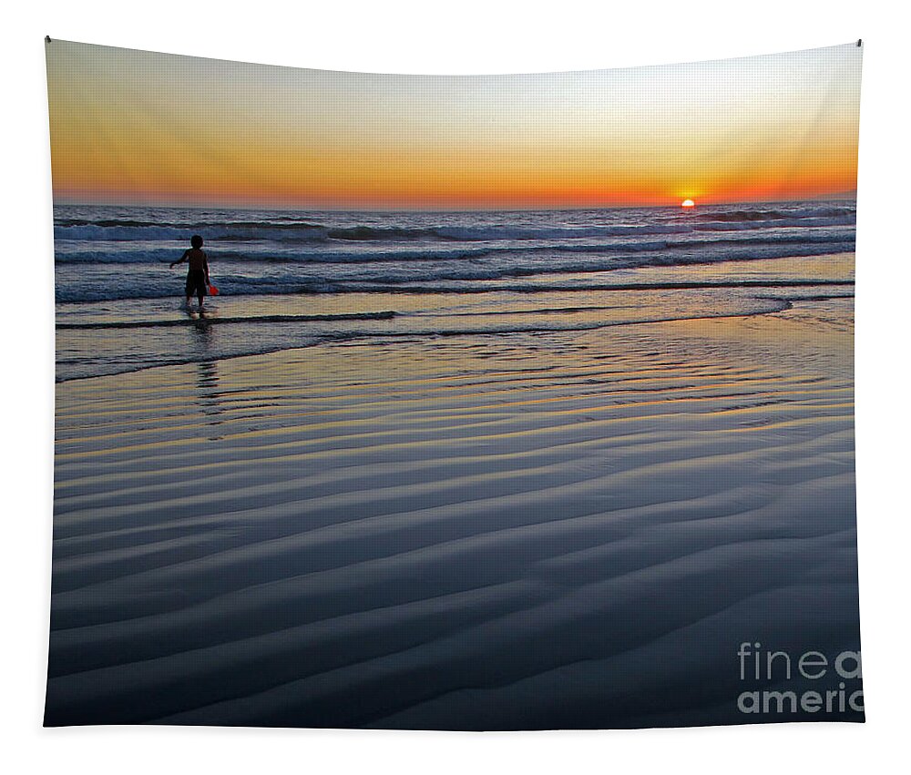 Ocean Tapestry featuring the photograph Sunset At The Beach by Kelly Holm