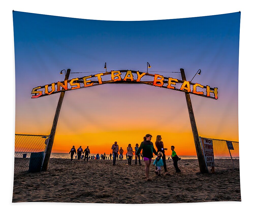 Sunset Bay Tapestry featuring the photograph Sunset Bay Beach by John Angelo Lattanzio