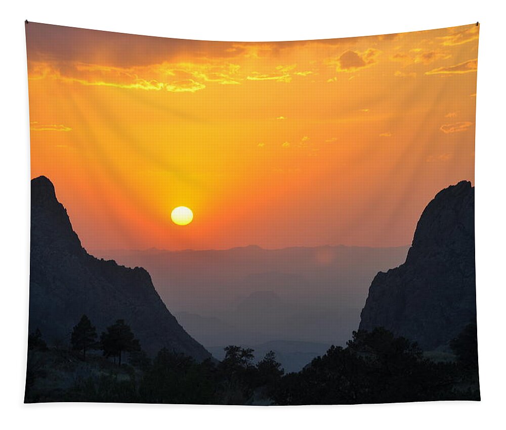 Orange Tapestry featuring the photograph Sunset in Big Bend National Park by Frank Madia