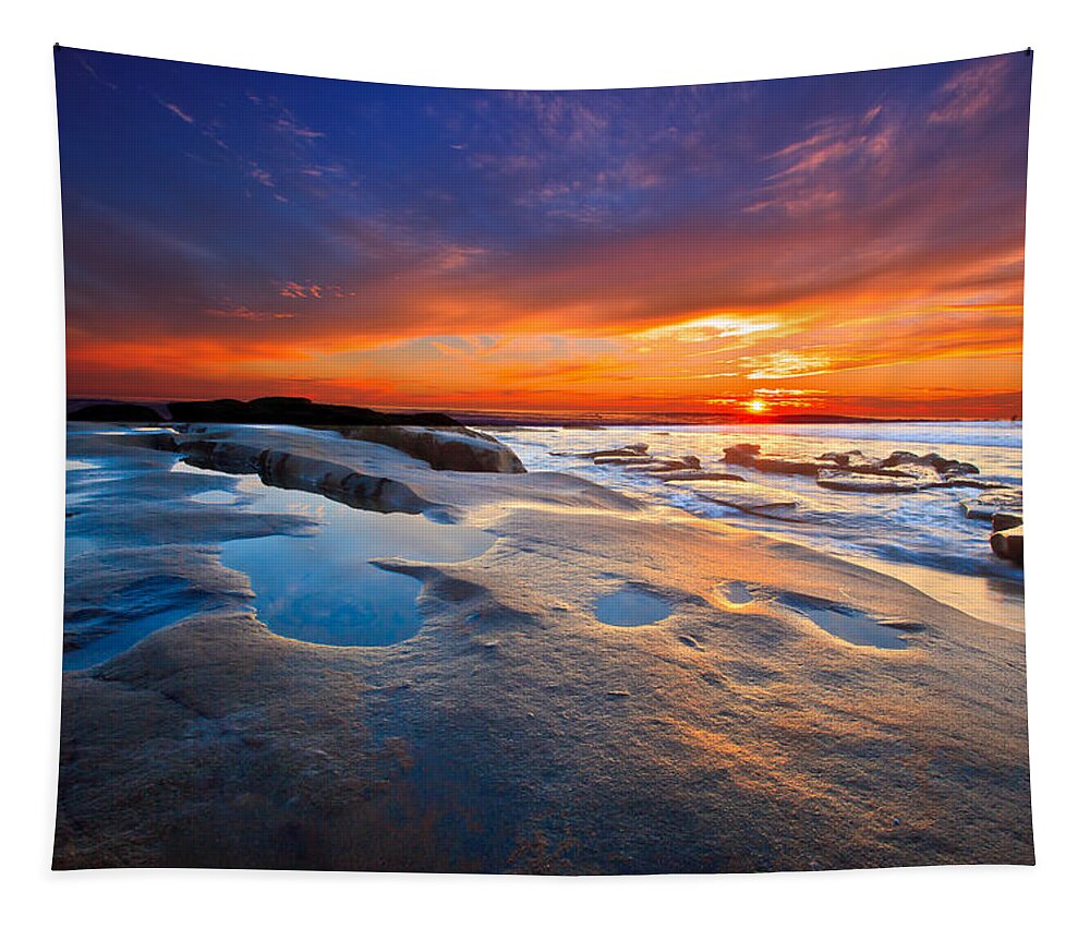 Seascape Tapestry featuring the photograph Sunset in San Diego by Ben Graham