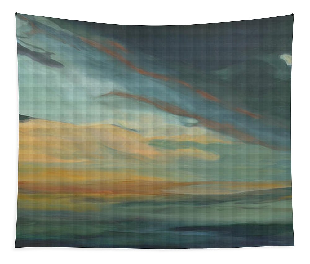 Florida Beach Tapestry featuring the painting Sunset in St. Petersburg by Carol Oufnac Mahan