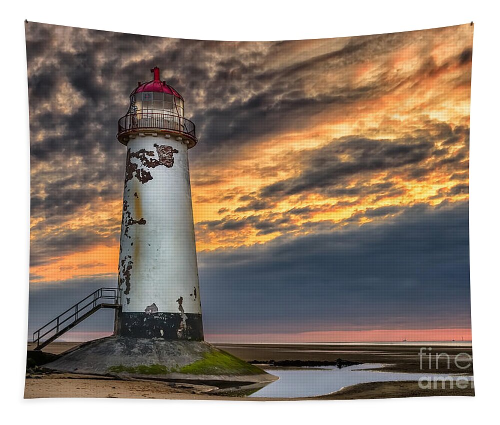Lighthouse Tapestry featuring the photograph Sunset Lighthouse by Adrian Evans