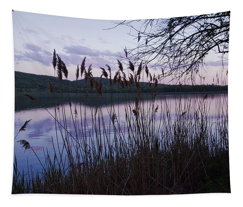 Sunset Lake Tapestry featuring the photograph Sunset on Rockland Lake - New York by Jerry Cowart