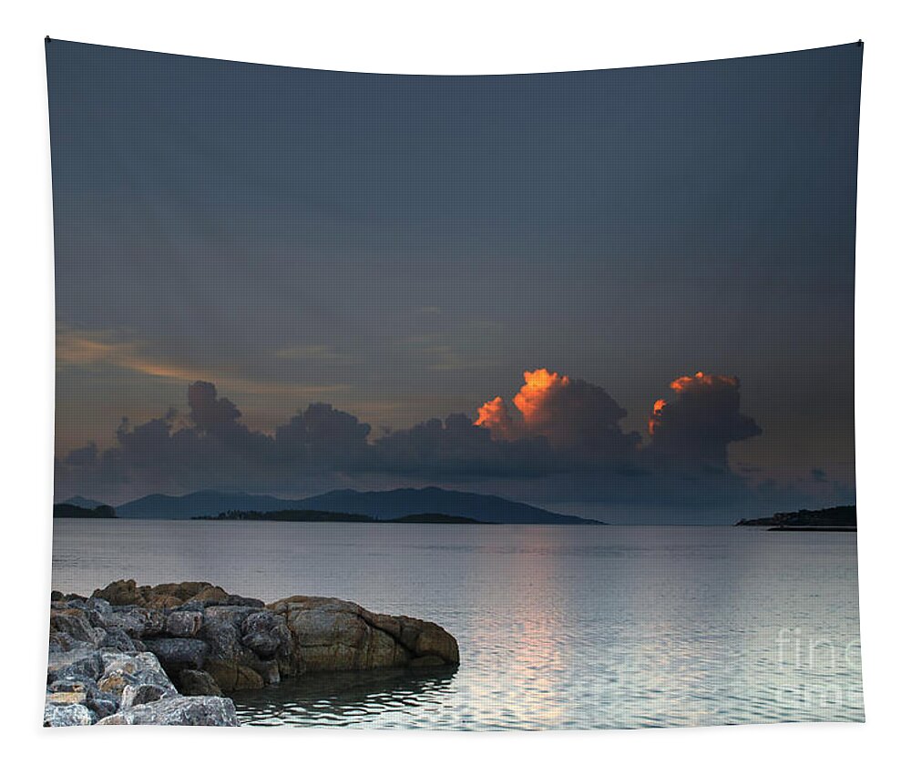 Michelle Meenawong Tapestry featuring the photograph Sunset On The Sea by Michelle Meenawong