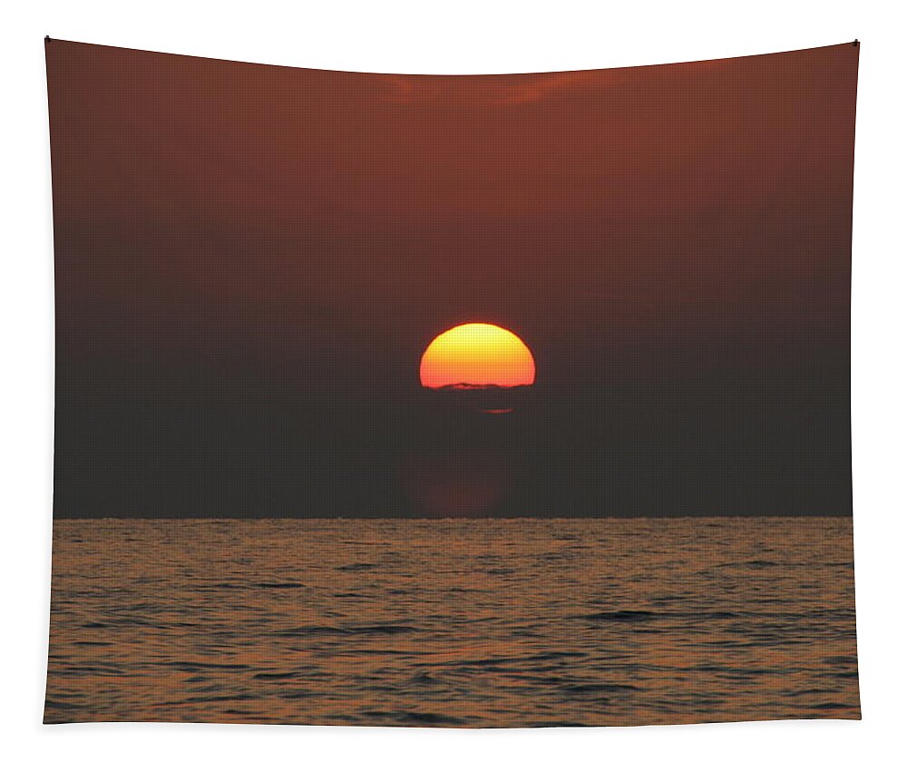 Sunset Tapestry featuring the photograph Sunset over Lake Erie by Valerie Collins