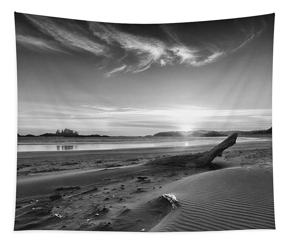 British Columbia Tapestry featuring the photograph Sunset Over Schooner Beach by Allan Van Gasbeck