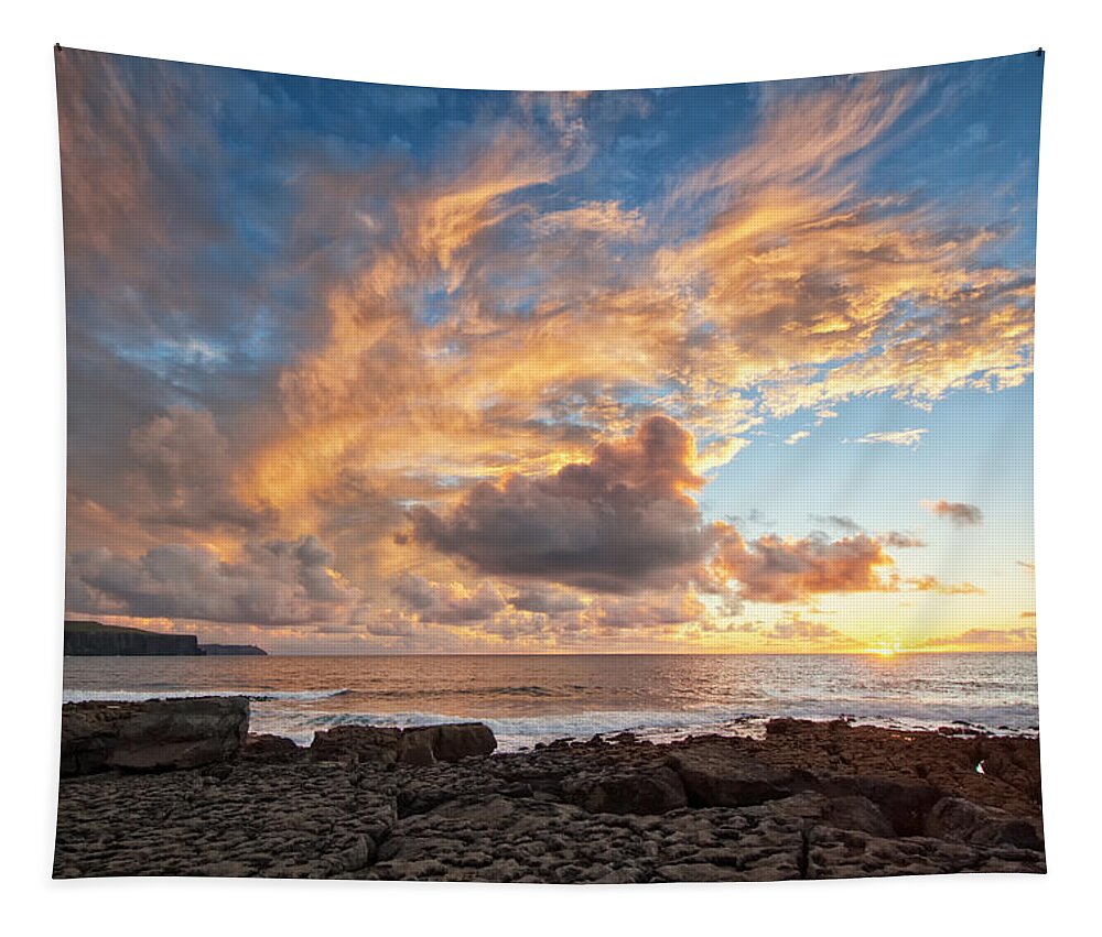 Doolin Tapestry featuring the photograph Sunset over the Burren by Allan Van Gasbeck