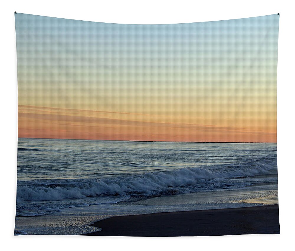 Sunset Tapestry featuring the photograph Sunset Over The Ocean by Cynthia Guinn