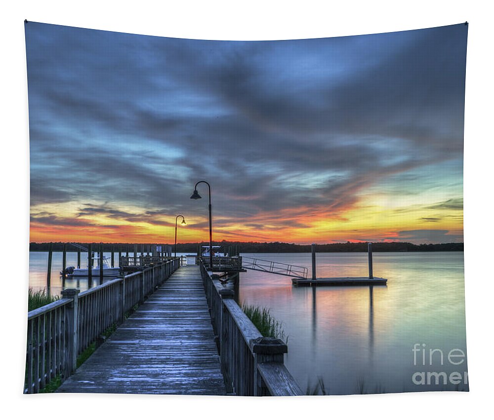 Wando Tapestry featuring the photograph Sunset over the River by Dale Powell