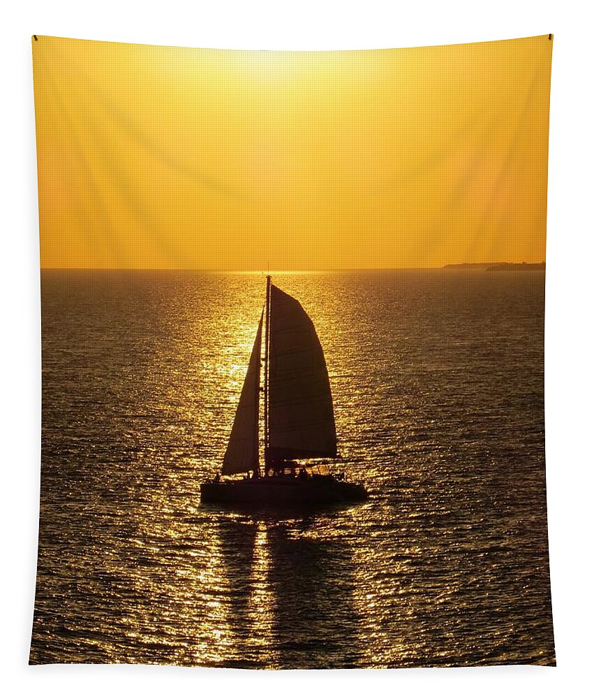 Key West Tapestry featuring the photograph Sunset Sail by Jennifer Wheatley Wolf