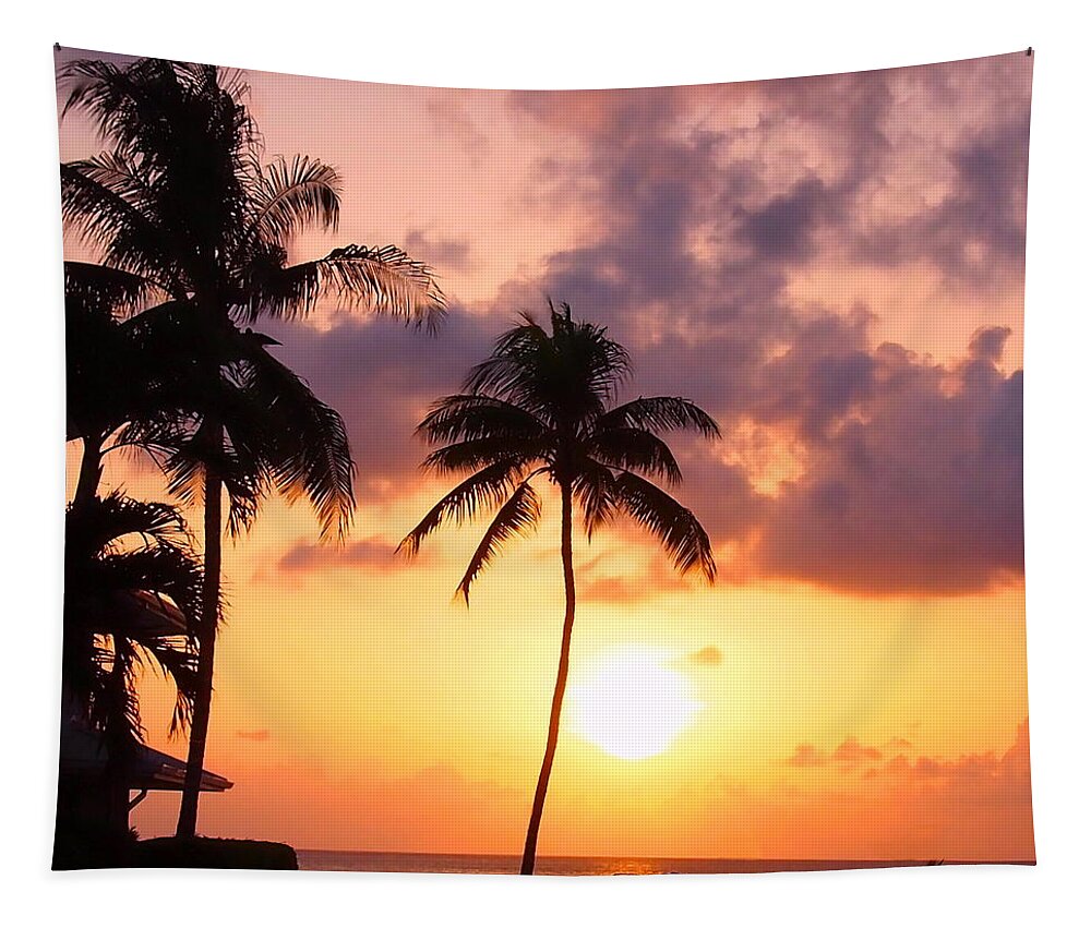 Sunset Tapestry featuring the photograph Sunsets and Palm Trees by Amy McDaniel