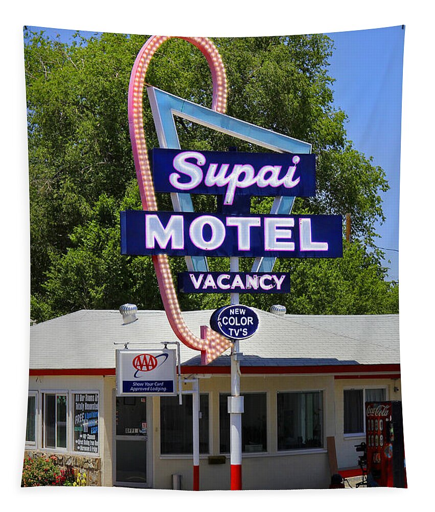 Supai Motel Tapestry featuring the photograph Supai Motel - Seligman by Mike McGlothlen