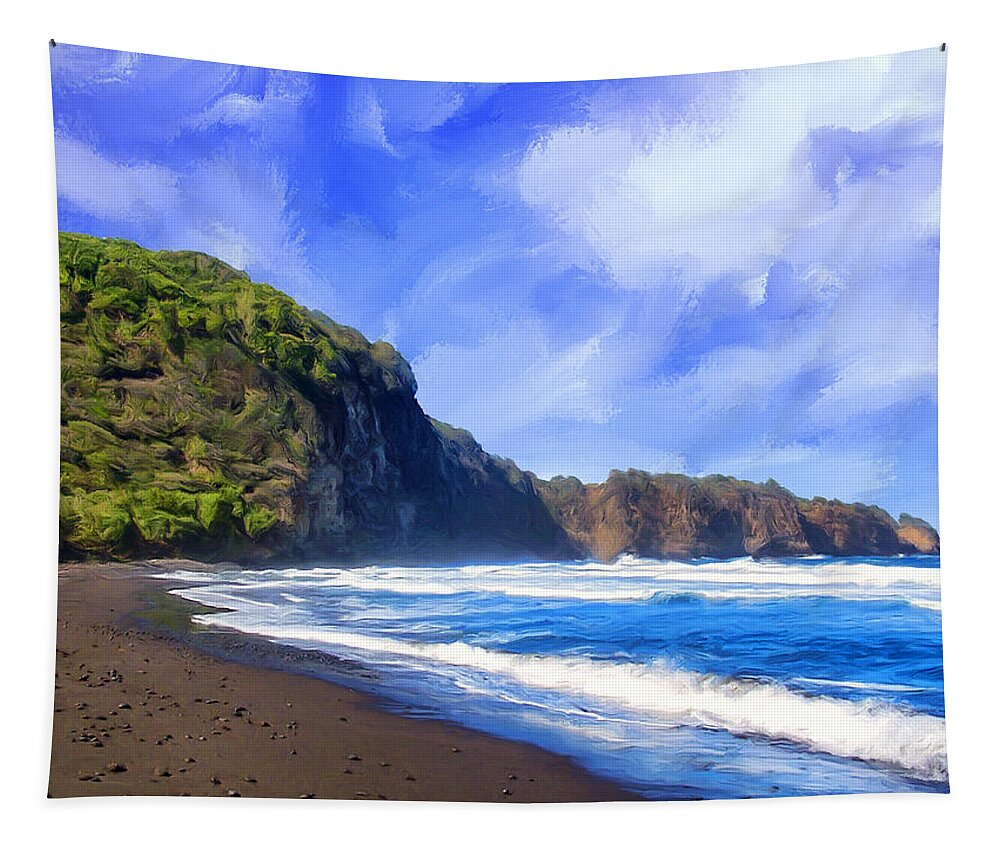 Surf Tapestry featuring the painting Surf at Pololu Valley Big Island by Dominic Piperata