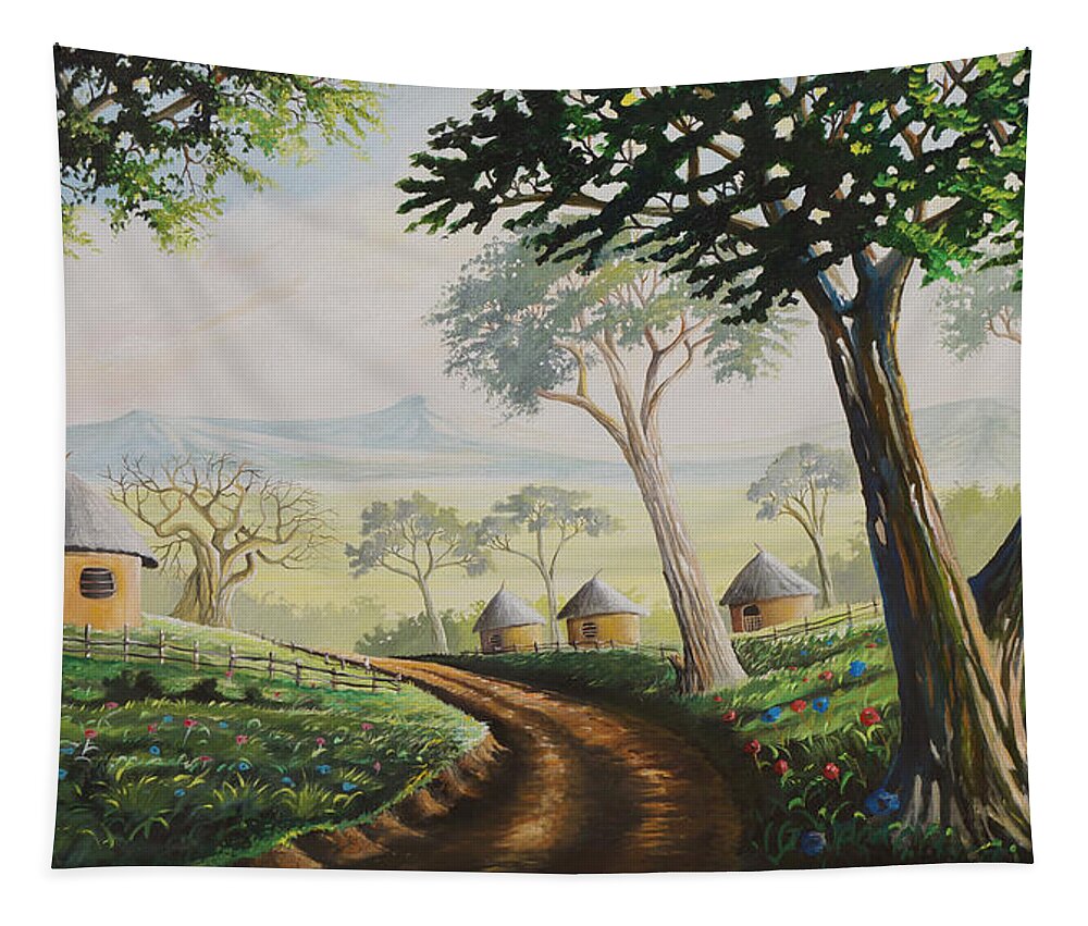 Home Tapestry featuring the painting Sweet Home by Anthony Mwangi