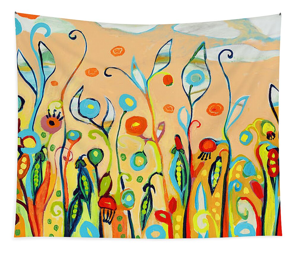 Garden Tapestry featuring the painting Sweet Peas and Poppies by Jennifer Lommers