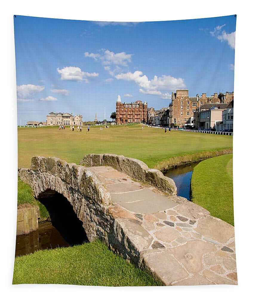 Golf Tapestry featuring the photograph Swilcan Bridge On The 18th Hole At St Andrews Old Golf Course Scotland by Unknown