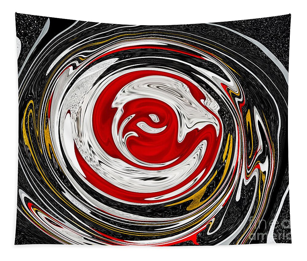 Abstract Tapestry featuring the digital art Swirly Yin Yang by Fei A
