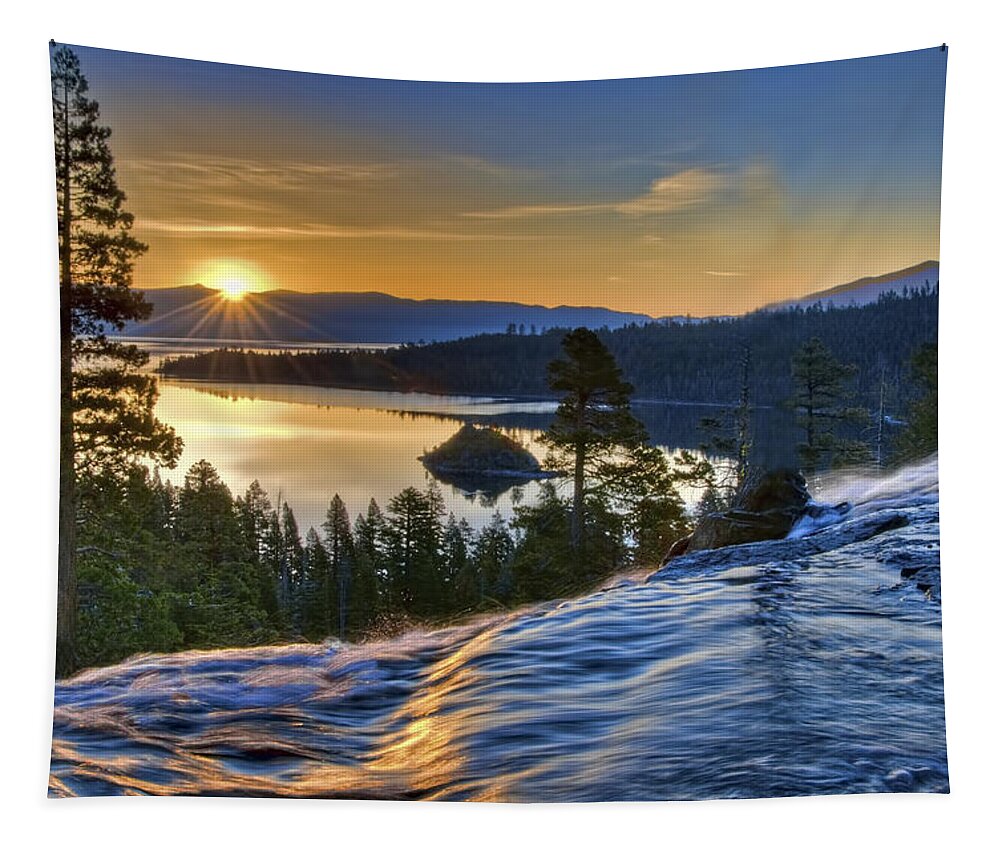 Landscape Tapestry featuring the photograph Tahoe Sunrise by Maria Coulson