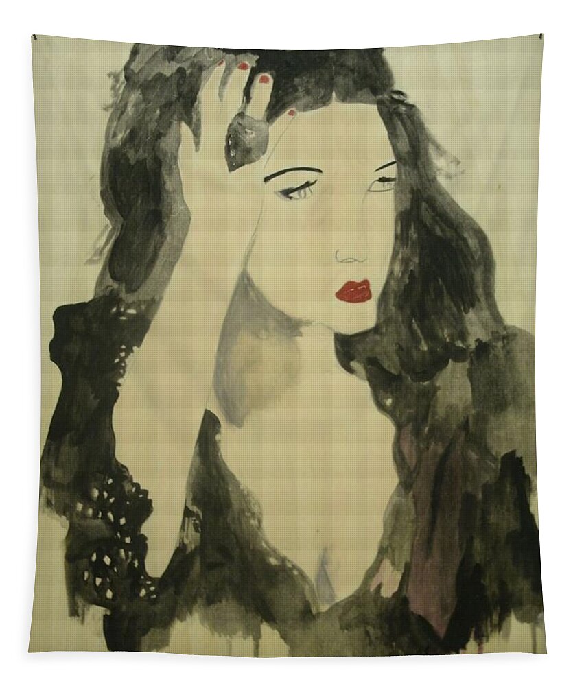Woman Tapestry featuring the painting Tairrie by Samantha Lusby