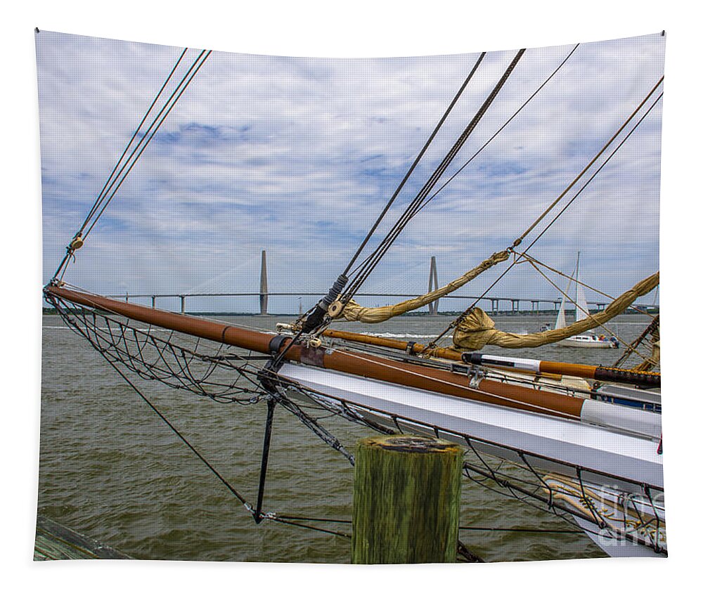 Tall Ships Tapestry featuring the photograph Spirit of South Carolina Dreaming by Dale Powell